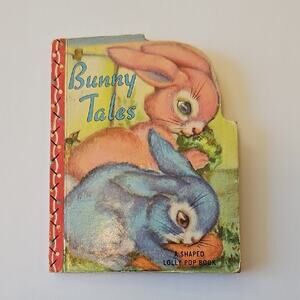 Bunny Tales Shaped Lolly Pop Vintage Hardcover Book 1949